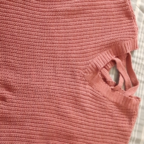 Soft Crocheted Salmon Crop Sweater - Picture 1 of 3